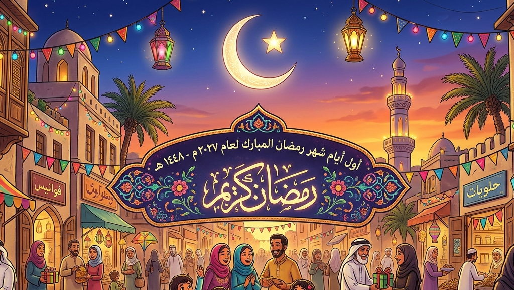أول أيام شهر رمضان 2027 ميلادياً 1448 هجرية 1 شهر رمضان 2027